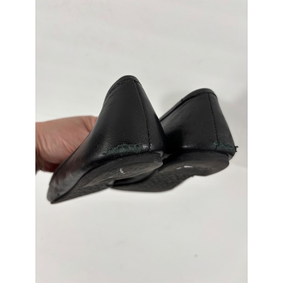 Tory Burch Black Lowell Leather Ballet Flats Embellished Logo Size 7 M - Picture 5 of 16